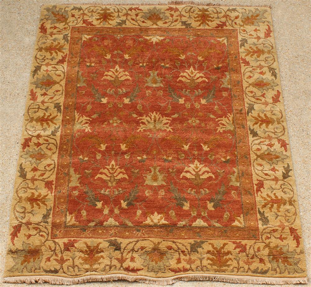 Appraisal: LARGE FLORAL DESIGN ORIENTAL WOOL RUG thick pile autumn colors