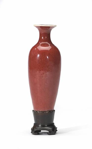 Appraisal: A 'peach bloom' glazed porcelain amphora vase Kangxi Mark Republic