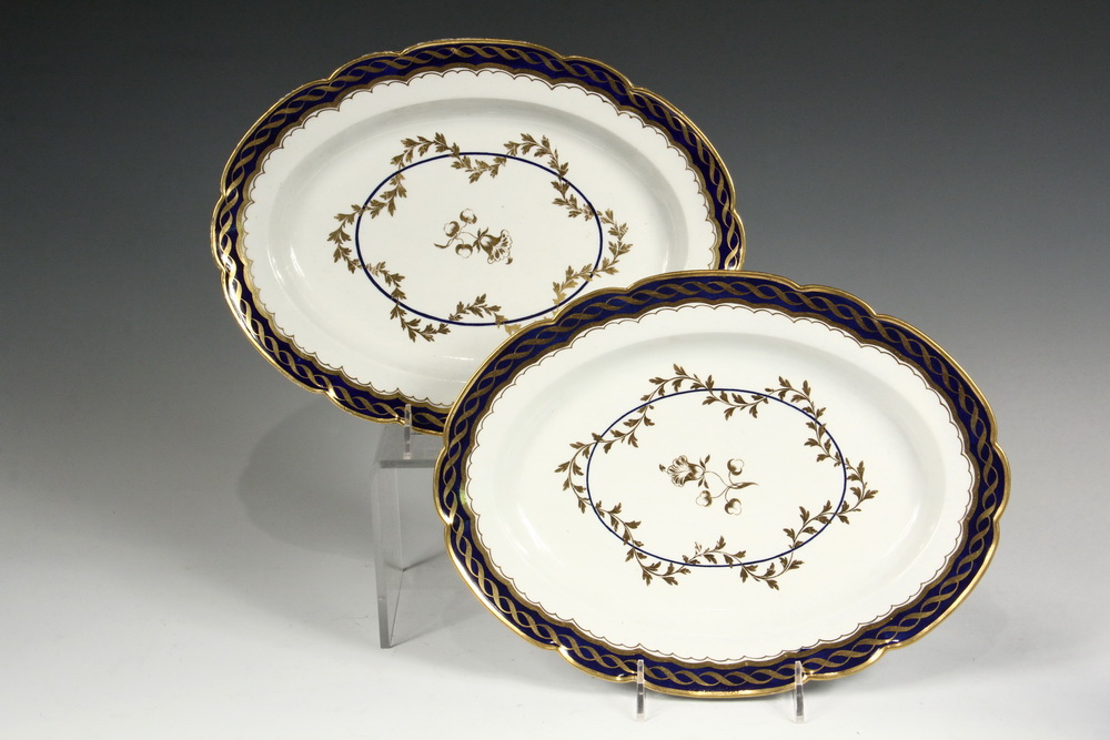 Appraisal: PAIR OF WORCESTER PORCELAIN PLATTERS - Oval Scalloped Edge Platters