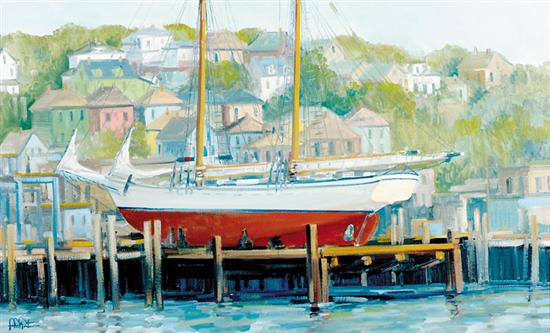 Appraisal: John Nesta Massachusetts th century NEW ENGLAND HARBOR oil on