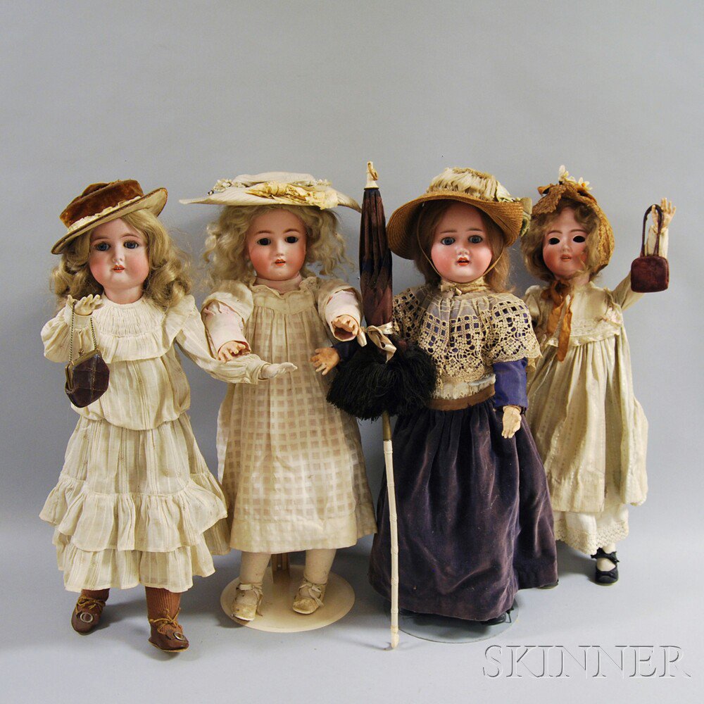 Appraisal: Four German Bisque Head Dolls one Heinrich Handwerck marked Germany