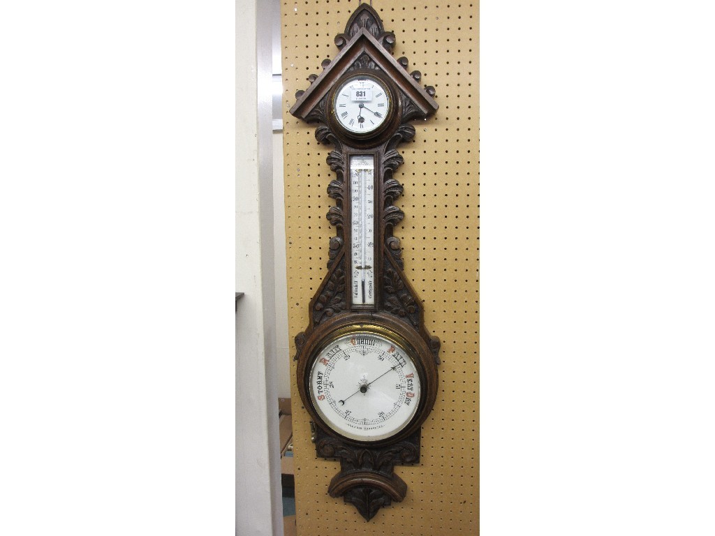 Appraisal: Late Victorian aneroid barometer wall clock