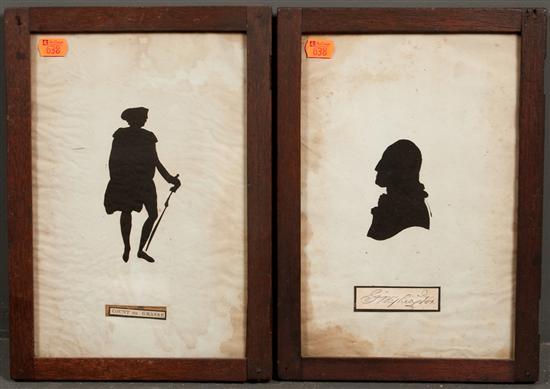 Appraisal: Two th century silhouettes George Washington and Count de Grasse