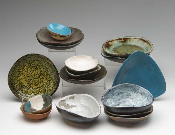 Appraisal: MODERN CERAMICS Seventeen vessels in various glazes some crackled some