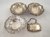 Appraisal: Late Victorian silver bonbon dishes being a pair Chester and