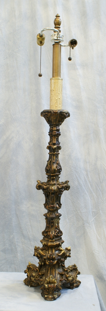 Appraisal: Composition candlestick lamp tripartite base tall