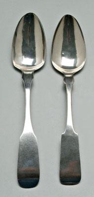 Appraisal: Two South Carolina coin silver spoons downturned fiddle handle pointed