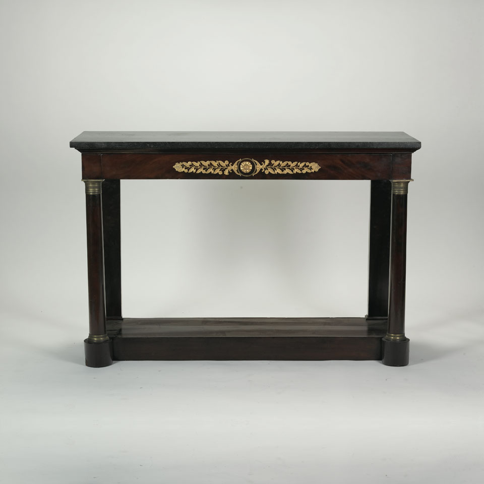 Appraisal: Empire Mahogany Side Table with marble top early th century