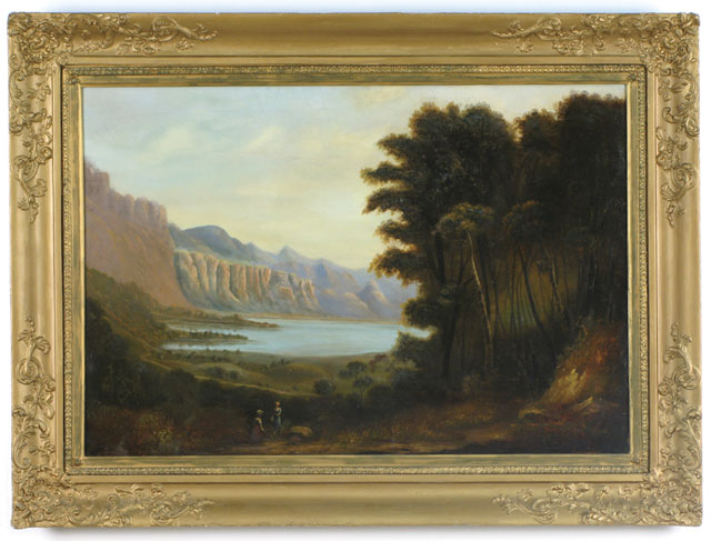 Appraisal: HUDSON RIVER SCHOOL OIL ON CANVAS th century Mountain landscape