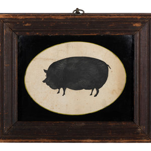 Appraisal: A Cut-Paper Silhouette of a Pig Likely Kentucky th Century