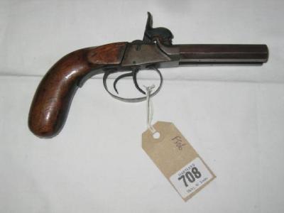 Appraisal: A PERCUSSION POCKET PISTOL with octagonal side-by-side double barrels proof