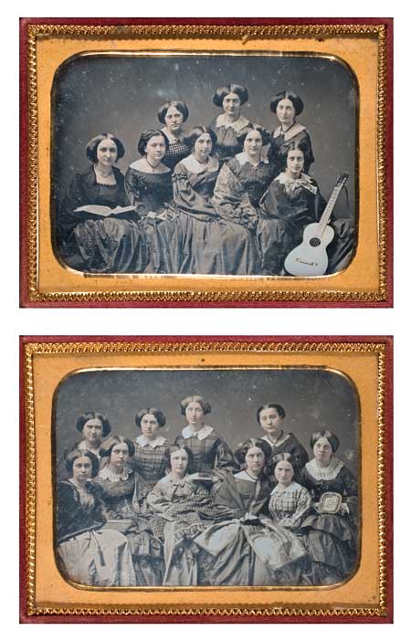 Appraisal: CASED IMAGES Group of unusual images comprising double quarter-plate daguerreotypes