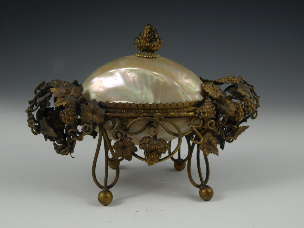 Appraisal: Victorian Mother-of-Pearl Shell Casket late th century iridescent shell in