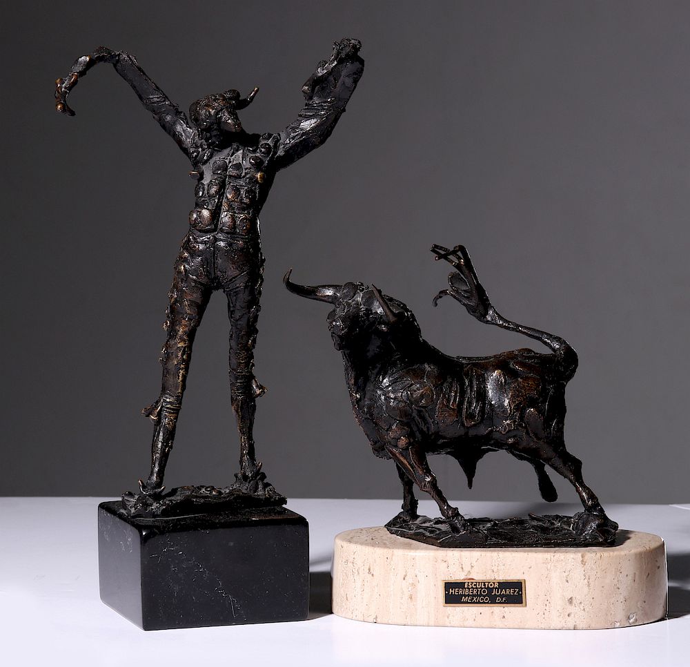 Appraisal: HERIBERTO JUAREZ - BRONZE SCULPTURES Mid to late th Century