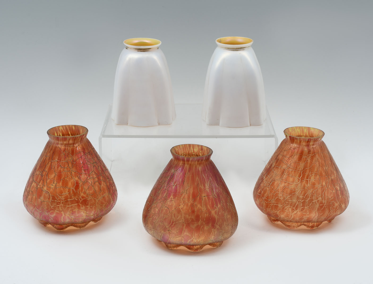 Appraisal: PC ART GLASS SHADE COLLECTION Comprising - Steuben Calcite shades