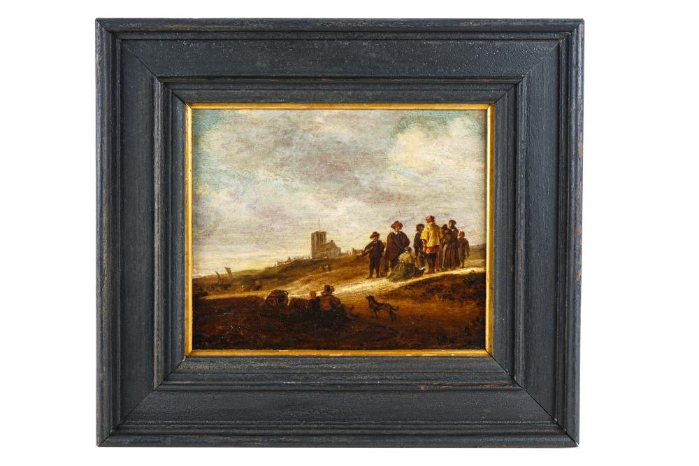 Appraisal: CONTINENTAL SCHOOL FIGURES IN A LANDSCAPE WITH DISTANT TOWNoil on