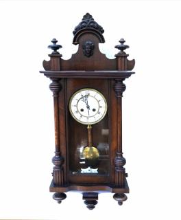 Appraisal: Victorian Wall Regulation Clock Walnut wall regulation clock with a