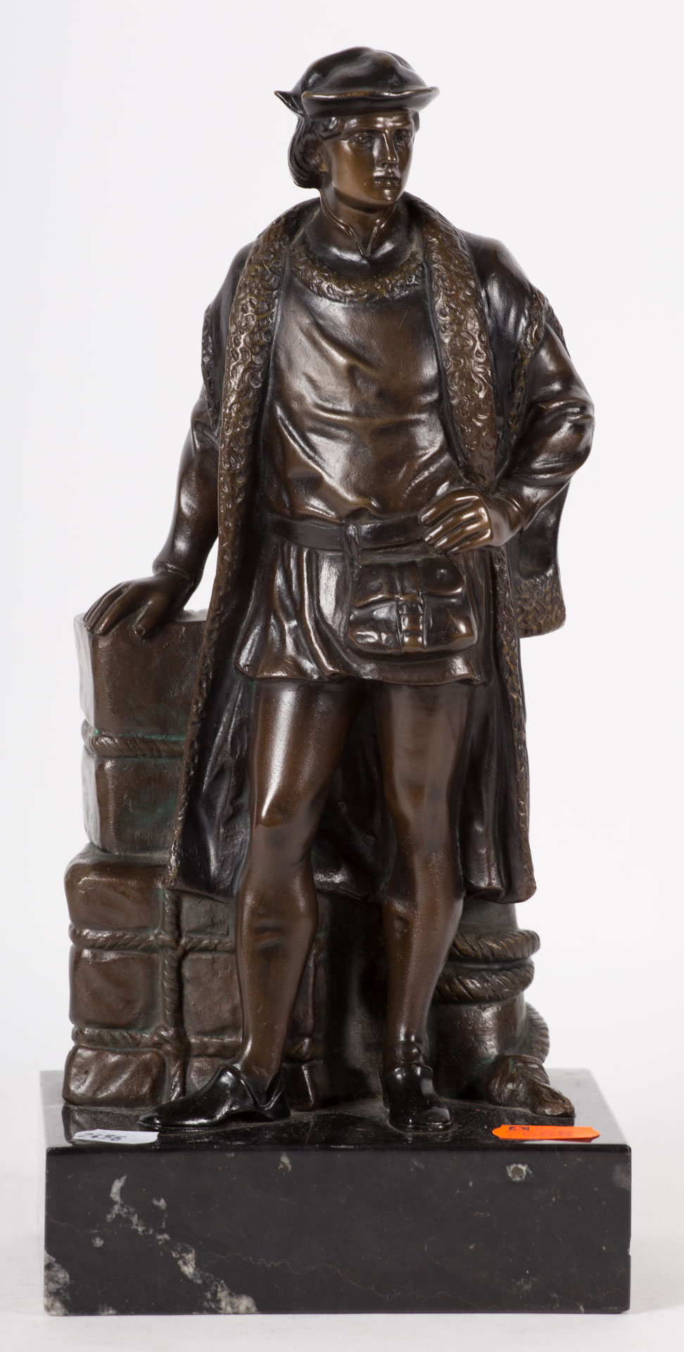 Appraisal: Metal statue possibly of Christopher Columbus signed Morin Undernumber