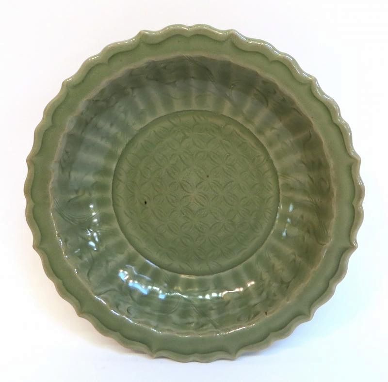 Appraisal: Longquan Celadon Plate Longquan Celadon Plate Description Ribbed edge and