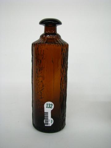 Appraisal: Antique log cabin-style bottle embossed Tippencanoe HH Warner amber high