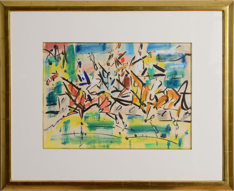 Appraisal: GEN PAUL - POLO HORSES Watercolor and gouache on paper