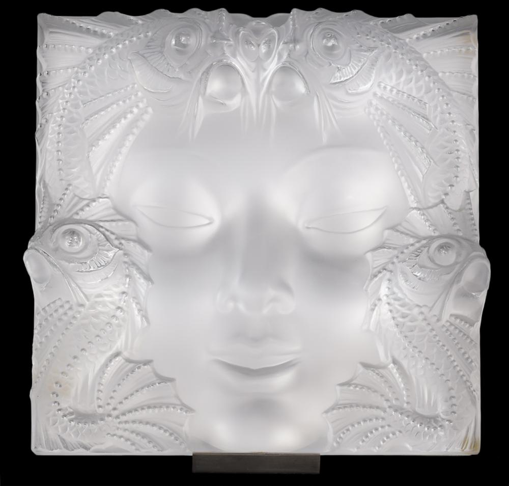 Appraisal: LALIQUE FRANCE CRYSTAL 'MASQUE DE FEMME'Lalique crystal decorative panel with