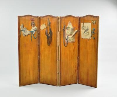 Appraisal: A Painted Trompe L'Oeil Decorative Screen Continental Consisting of four