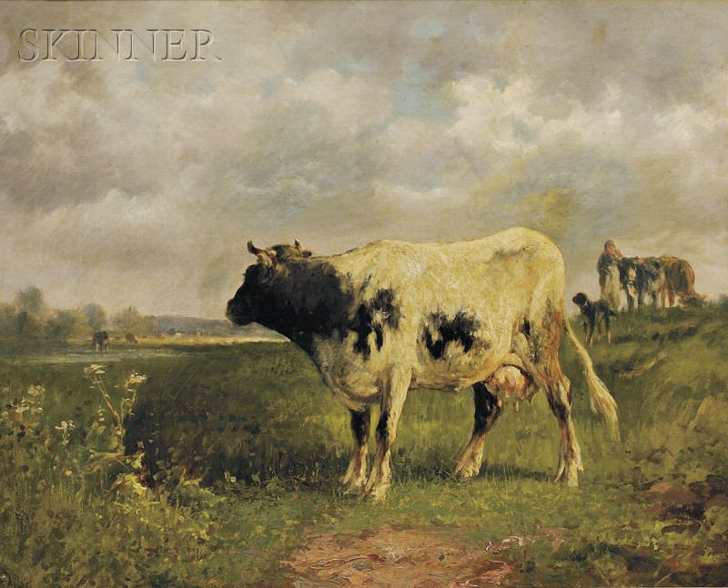 Appraisal: School of Constant Troyon French - Cows in a Landscape