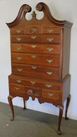 Appraisal: Antique Queen Anne Mahogany Highboy with BrokenArch Crown Probably th