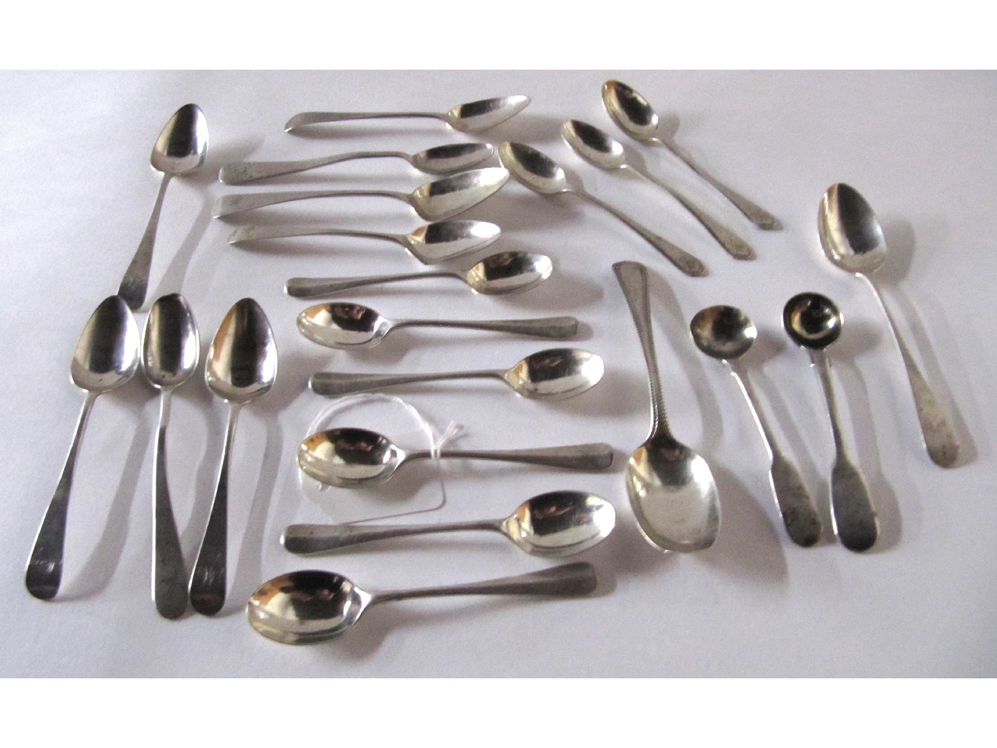 Appraisal: A lot comprising assorted silver teaspoons and two mustard spoons