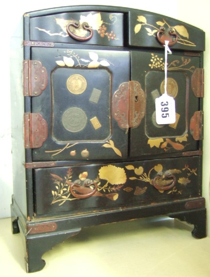 Appraisal: A Japanese lacquer table cabinet Meiji period - of rectangular