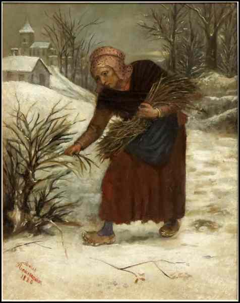 Appraisal: MARIE ROUSSEAUX TH CENTURY PEASANT WOMAN GATHERING STICKS Oil on