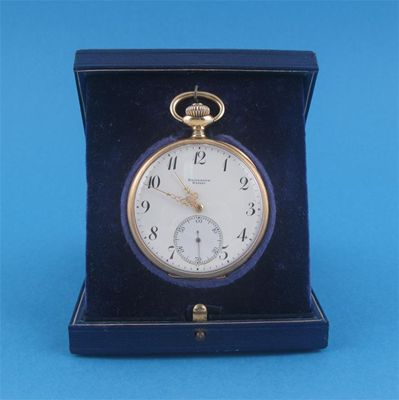 Appraisal: An ct gold open faced pocket watch white enamel dial