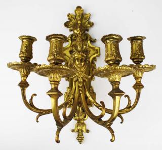 Appraisal: pr of th c French gilt brass four arm wall