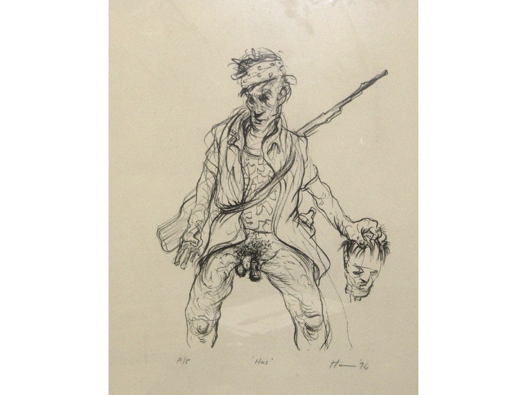 Appraisal: PETER HOWSON Artists proof lithograph 'Hos' signed and entitled and