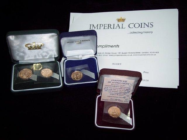 Appraisal: A gold sovereign and half sovereign boxed and with certificate