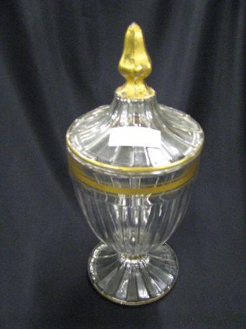 Appraisal: Heisey Glass Covered Jar gold trim