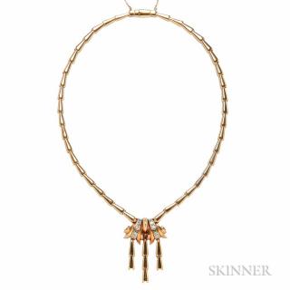 Appraisal: Retro kt Gold and Diamond Necklace composed of fancy links