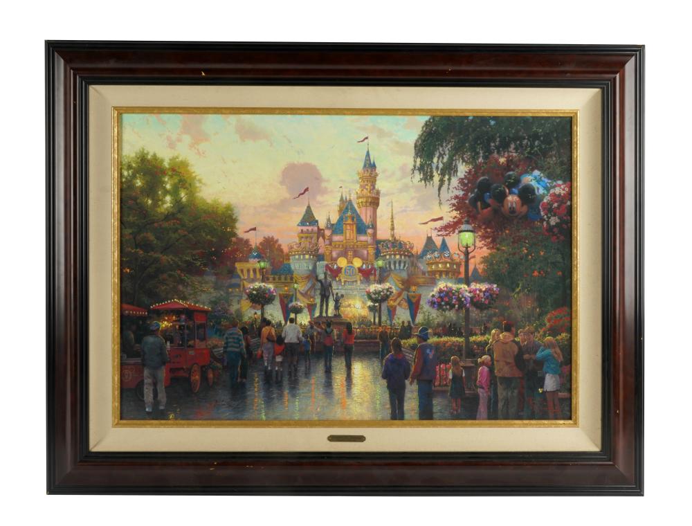 Appraisal: THOMAS KINKADE DISNEYLAND TH ANNIVERSARYsigned lower right x inches sight