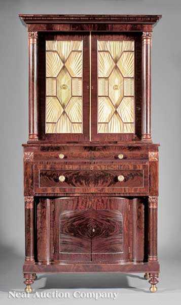 Appraisal: A Large American Classical Carved Mahogany Secretary Bookcase c Baltimore