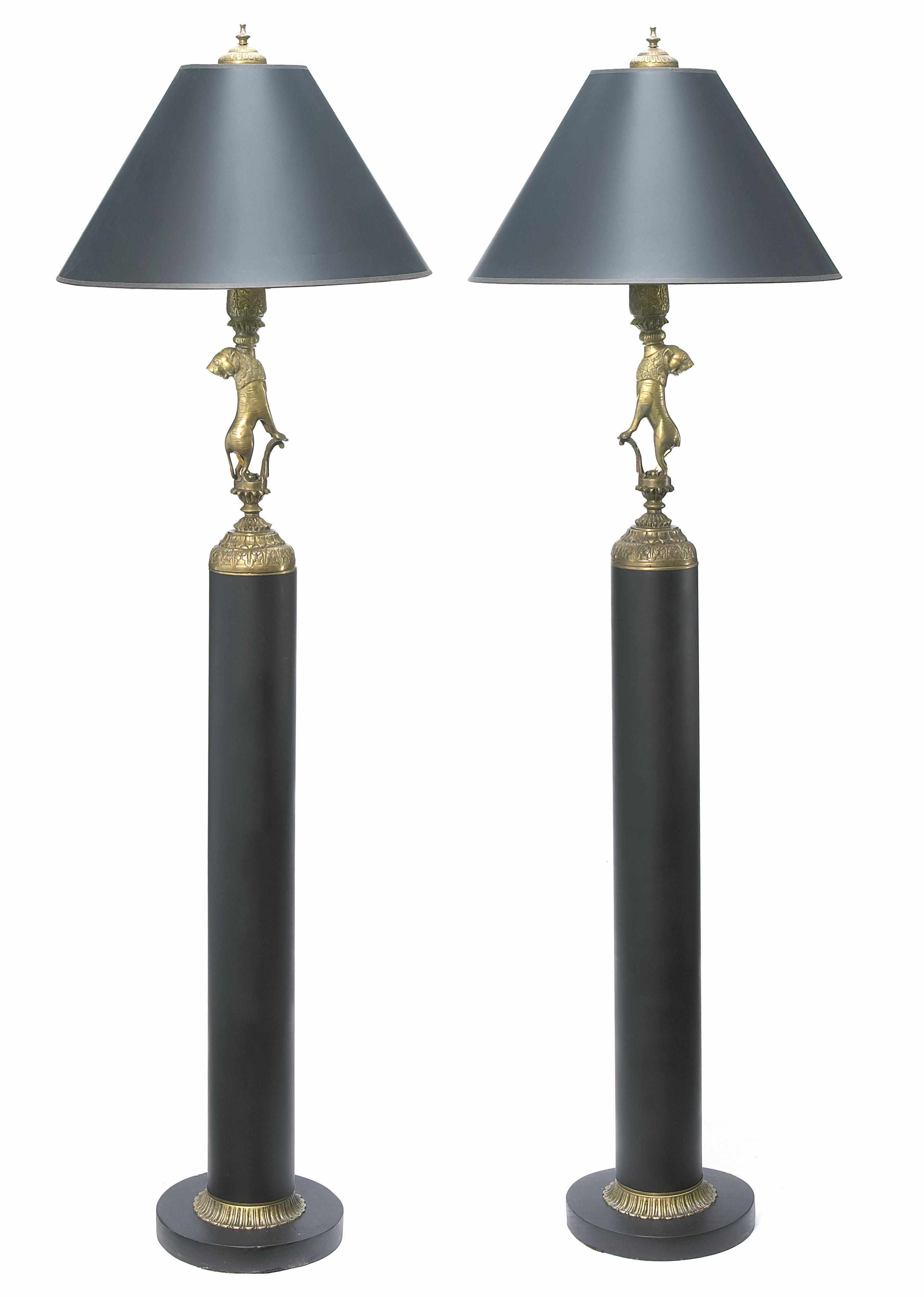 Appraisal: A pair of Tony Duquette Studios Indian brass and black