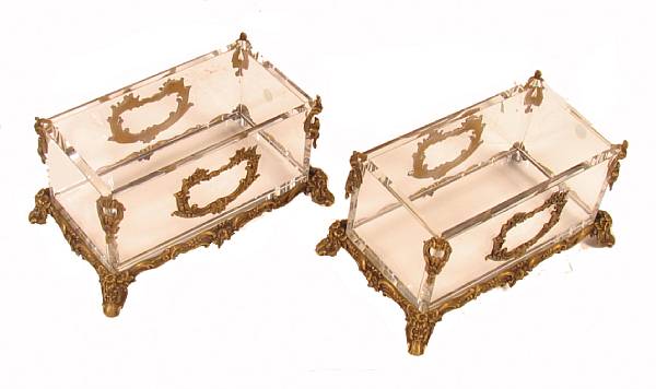 Appraisal: A pair of gilt bronze mounted crystal jardinieres height in