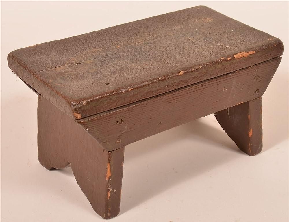 Appraisal: Antique Softwood Foot Stool Painted Brown Antique Softwood Foot Stool