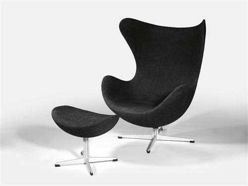 Appraisal: ARNE JACOBSEN - FAUTEUIL et OTTOMAN EGG CHAIR mod le