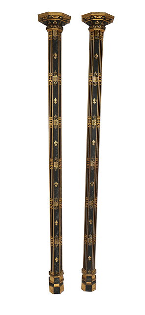 Appraisal: A PAIR OF GOTHIC REVIVAL OCTAGONAL EBONISED COLUMNS in the