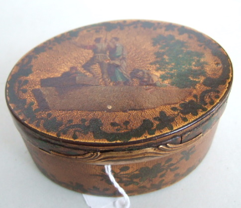 Appraisal: A French Vernis Martin lacquer and gilt metal oval snuff