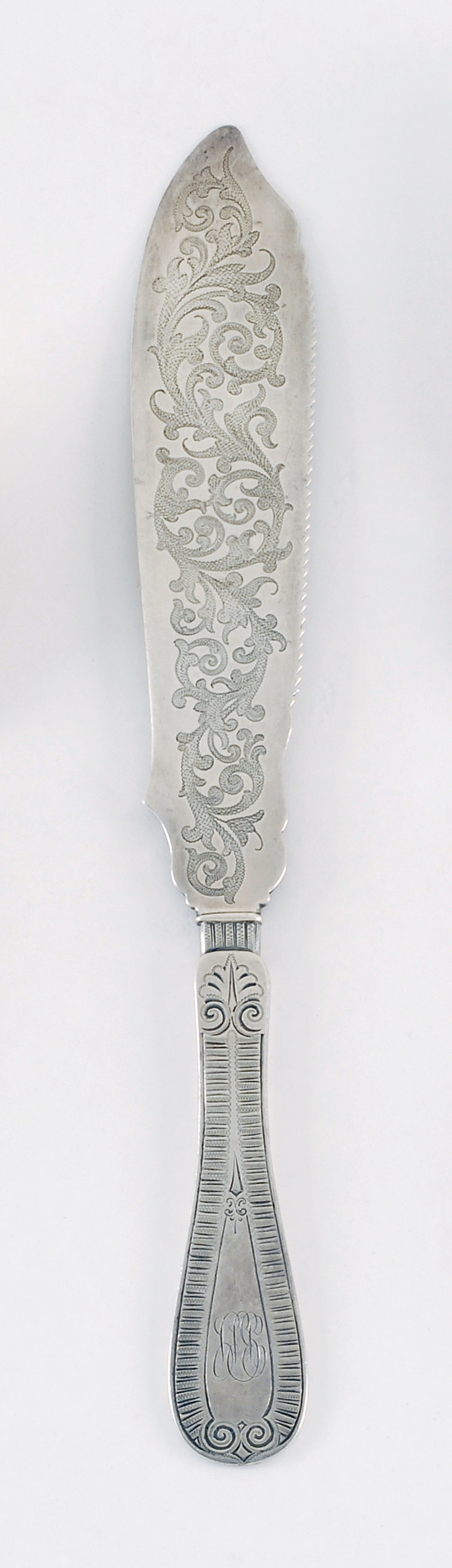 Appraisal: STERLING SILVER FISH KNIFE with handle and blade beautifully engraved