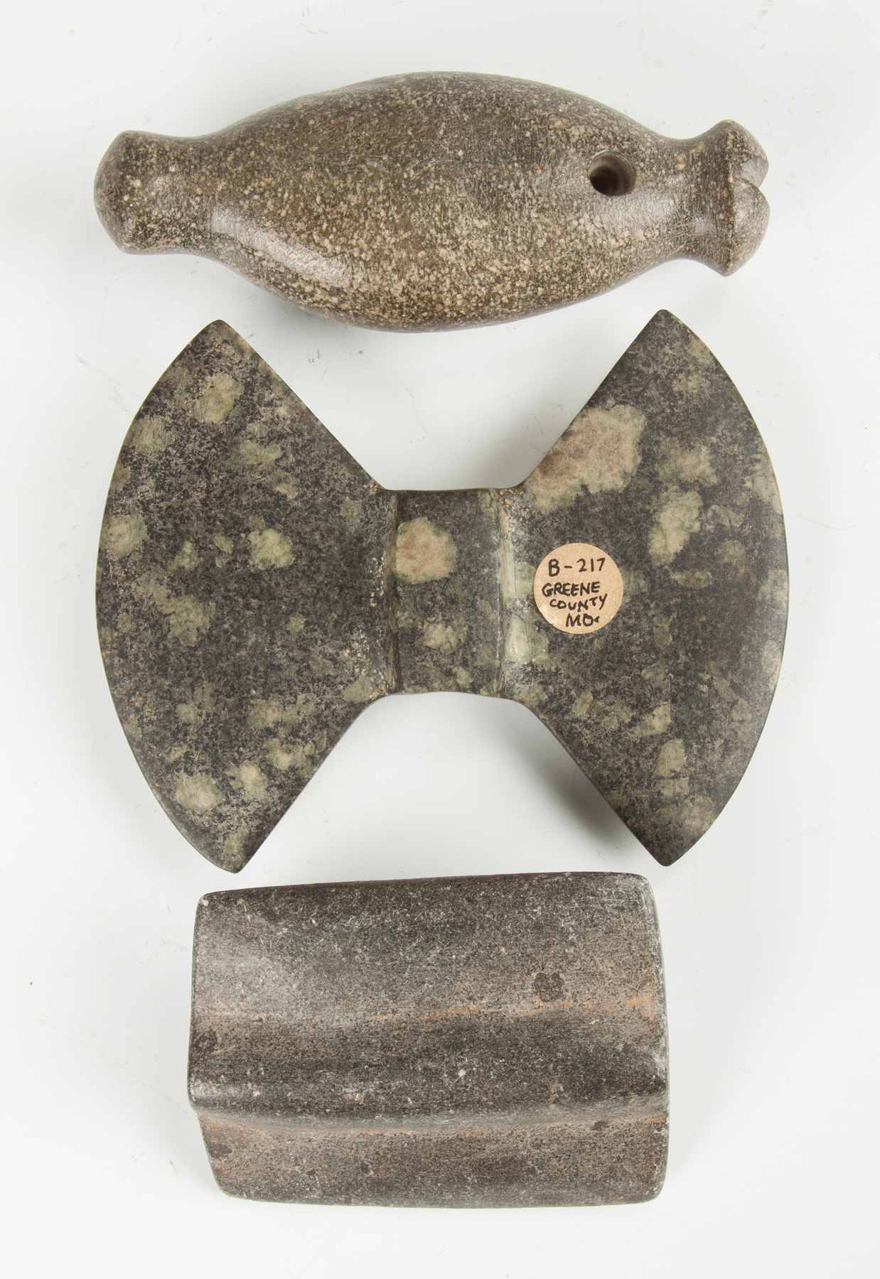 Appraisal: Two Axe Heads Fish Stone Middle-Greene County MO