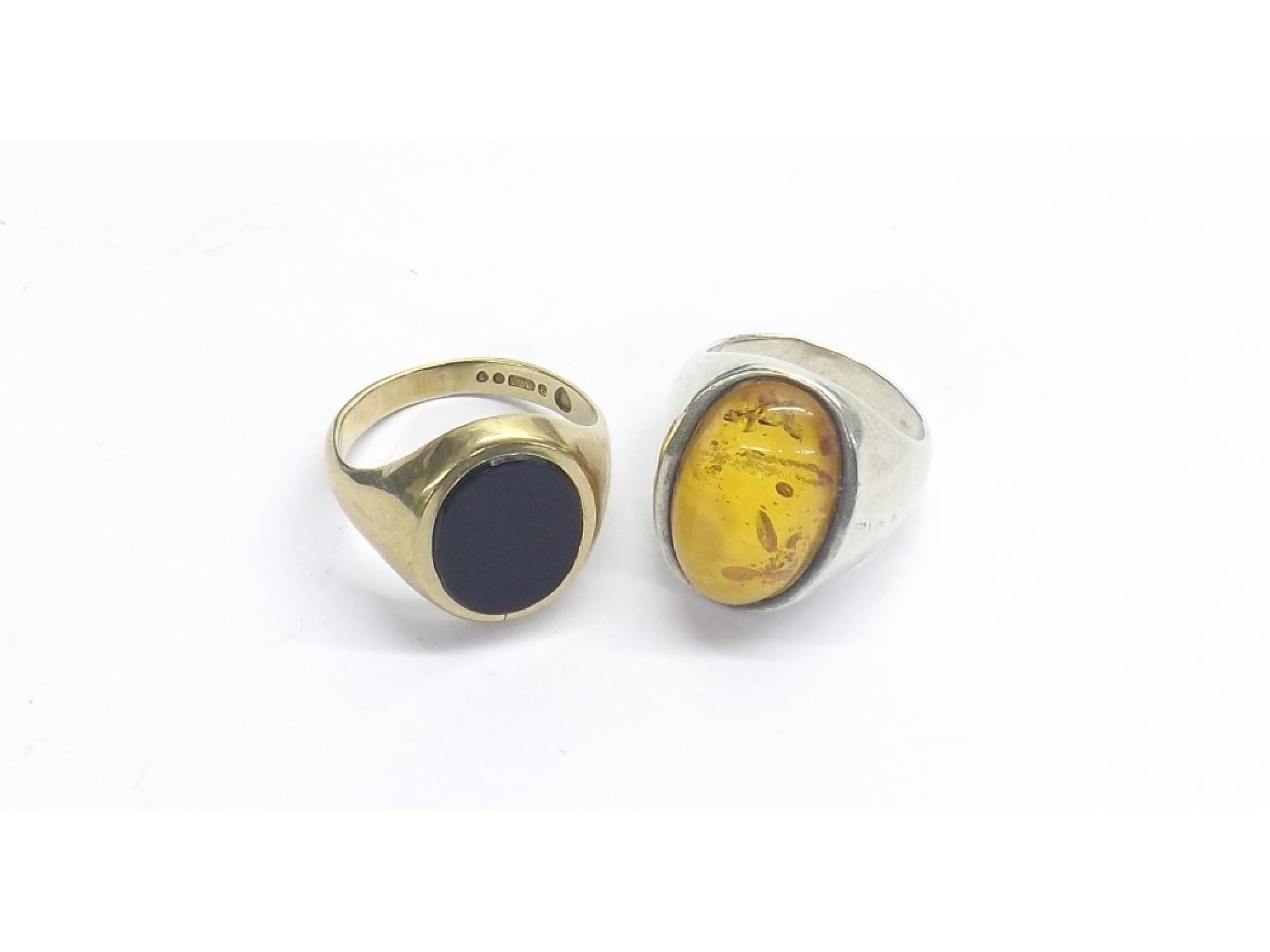 Appraisal: ct onyx gentleman's signet ring gm ring size S together