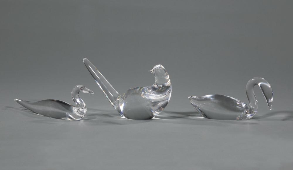 Appraisal: Three Steuben Glass Birds etched marks incl Wild Dove designed